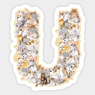 cat letter U (the cat forms the letter U) Sticker